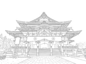 善光寺２の無料塗り絵イラスト（知育・高齢者レク用）