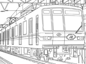 東京メトロ東西線の無料塗り絵イラスト（知育・高齢者レク用）