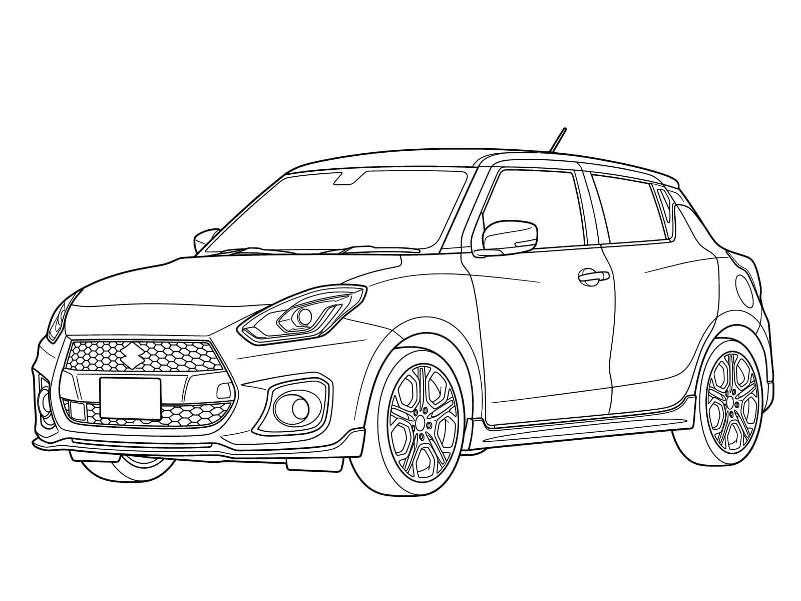 スイフトスポーツの無料塗り絵イラスト（知育・高齢者レク用）