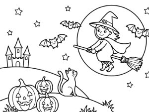 ハロウィンの無料塗り絵イラスト（知育・高齢者レク用）