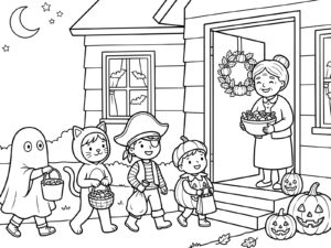ハロウィンの無料塗り絵イラスト（知育・高齢者レク用）