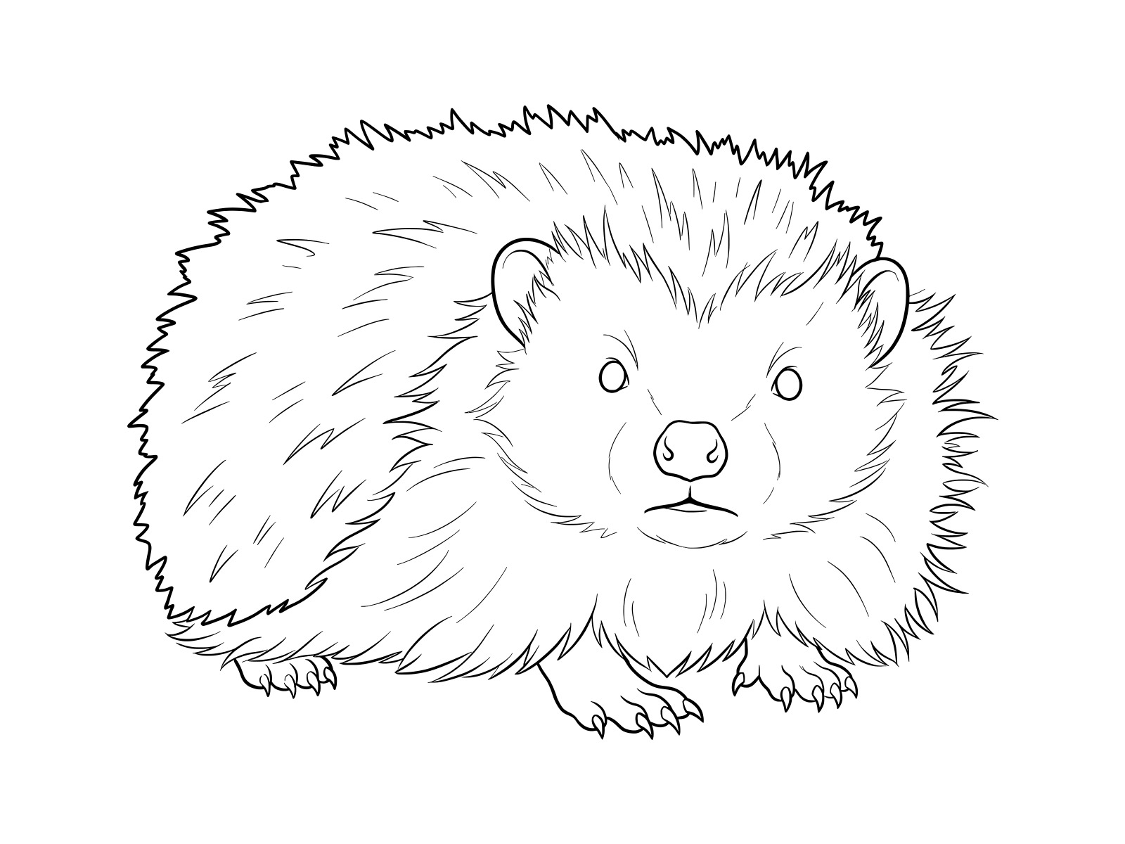 ハリネズミの無料塗り絵イラスト（知育・高齢者レク用）