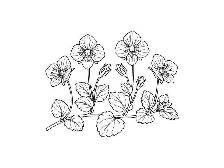 Free printable Bird's-eye speedwell coloring page