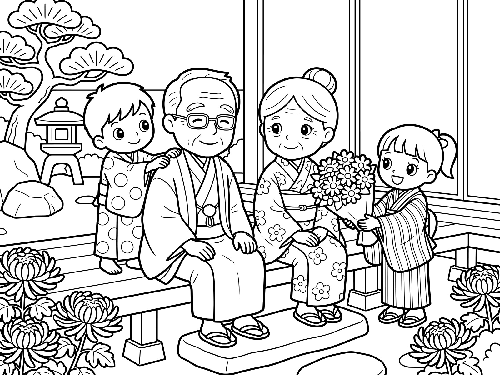敬老の日 大人向けの無料塗り絵イラスト（知育・高齢者レク用）