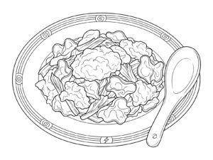 Free printable きくらげと卵の炒め物 coloring page