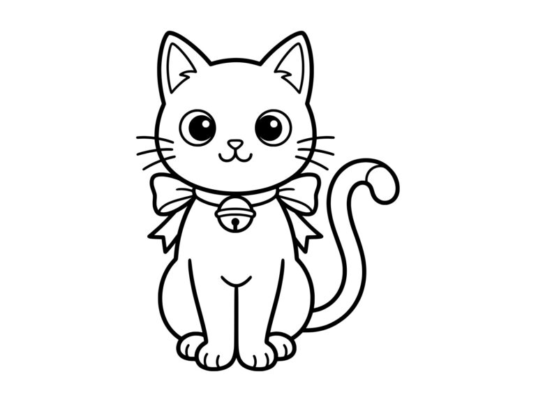 黒猫の無料塗り絵イラスト（知育・高齢者レク用）