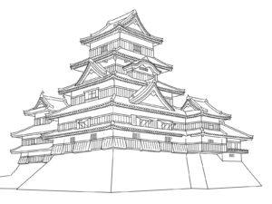 Free printable Matsumoto Castle coloring page