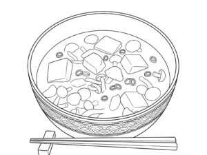 Free printable Nameko mushroom miso soup coloring page