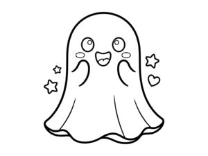 おばけの無料塗り絵イラスト（知育・高齢者レク用）