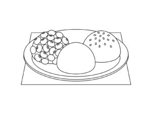 おはぎの無料塗り絵イラスト（知育・高齢者レク用）