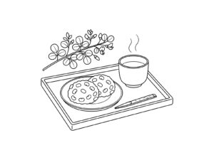 おはぎとお茶の無料塗り絵イラスト（知育・高齢者レク用）