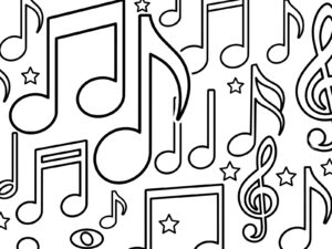 音符マーク 複数の無料塗り絵イラスト（知育・高齢者レク用）