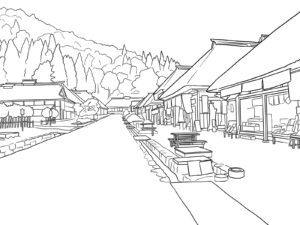 Free printable Street of Ouchi-juku coloring page