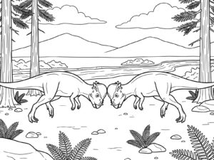 パキケファロサウルスの無料塗り絵イラスト（知育・高齢者レク用）