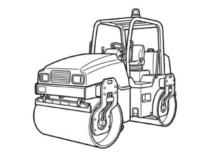 ロードローラーの無料塗り絵イラスト（知育・高齢者レク用）