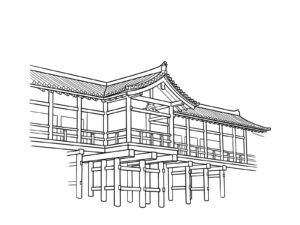 東福寺の通天橋の無料塗り絵イラスト（知育・高齢者レク用）