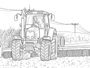 Free printable Tractor leveling a field (detailed) coloring page