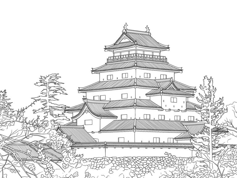 Free printable Tsuruga Castle coloring page