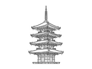 Free printable Yasaka Pagoda coloring page