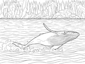 ザトウクジラの無料塗り絵イラスト（知育・高齢者レク用）