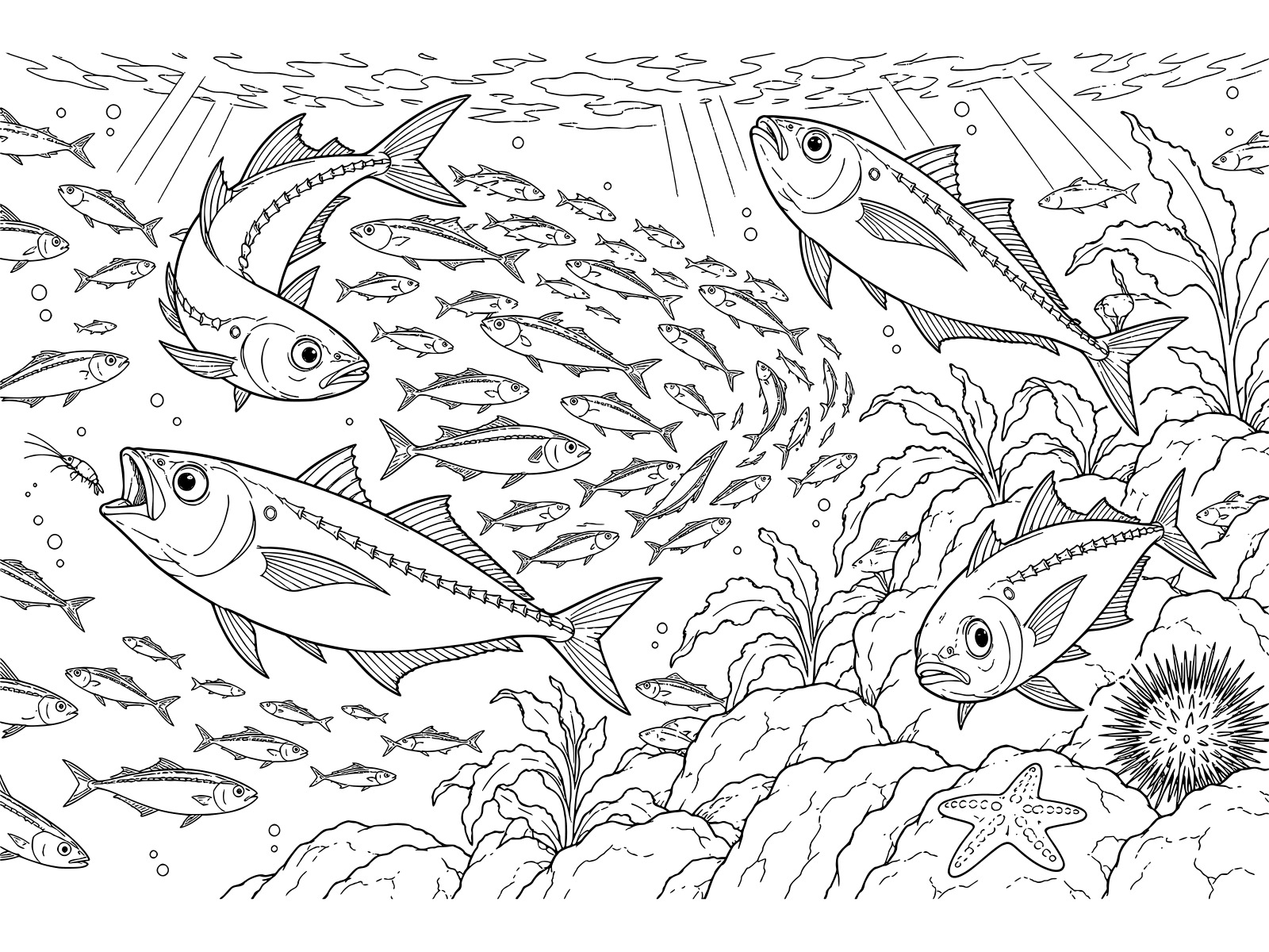 アジ（鯵）の塗り絵【無料】印刷・ダウンロード - ぬりえ図鑑