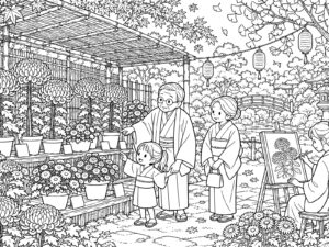 文化の日の無料塗り絵イラスト（知育・高齢者レク用）