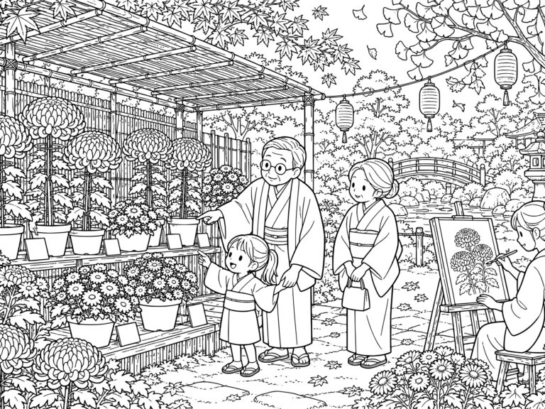 文化の日の無料塗り絵イラスト（知育・高齢者レク用）
