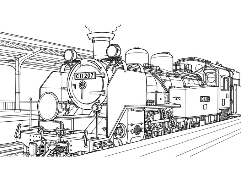C11（SL大樹）の無料塗り絵イラスト（知育・高齢者レク用）