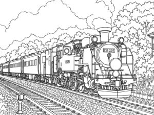 C11（SL大樹）の無料塗り絵イラスト（知育・高齢者レク用）