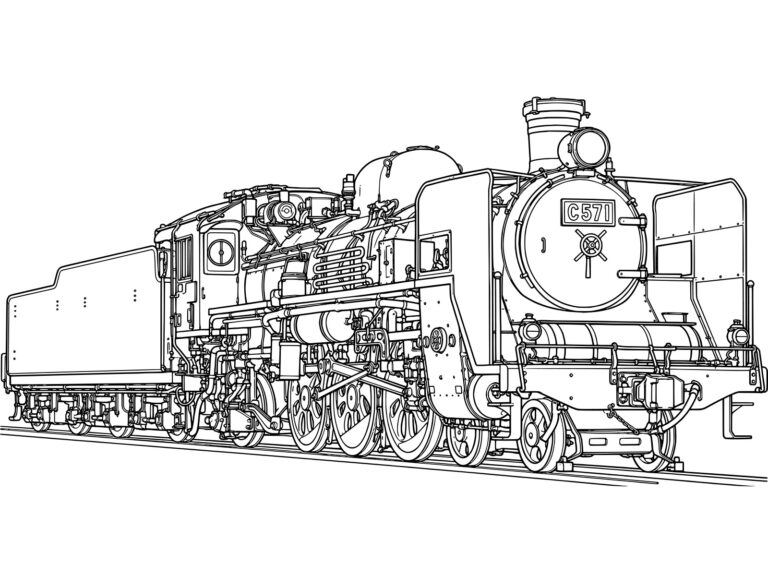 C57（貴婦人）の無料塗り絵イラスト（知育・高齢者レク用）