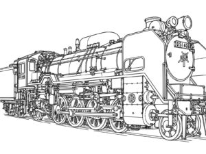 D51（デゴイチ）の無料塗り絵イラスト（知育・高齢者レク用）