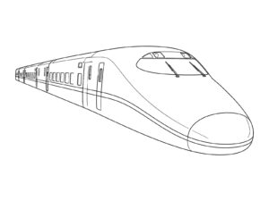 新幹線 E2系の無料塗り絵イラスト（知育・高齢者レク用）