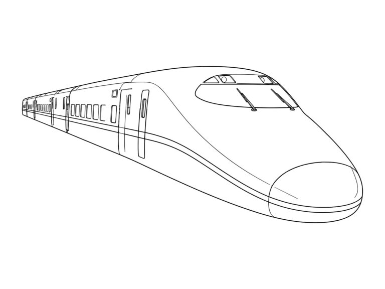 新幹線 E2系の無料塗り絵イラスト（知育・高齢者レク用）