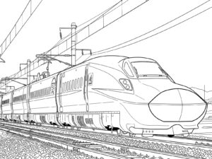 Free printable Komachi running on conventional lines coloring page