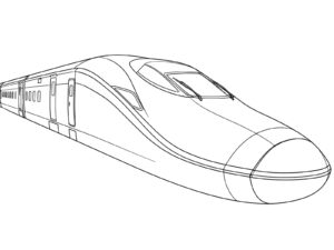 新幹線 E8系つばさの無料塗り絵イラスト（知育・高齢者レク用）