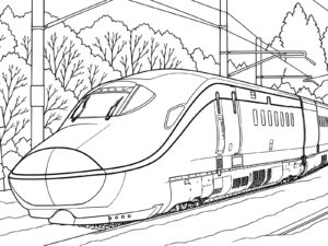 新幹線 E8系つばさの無料塗り絵イラスト（知育・高齢者レク用）