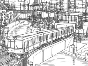 Free printable Series 1000 crossing a river (Detailed) coloring page