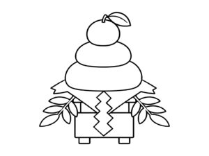鏡餅の無料塗り絵イラスト（知育・高齢者レク用）