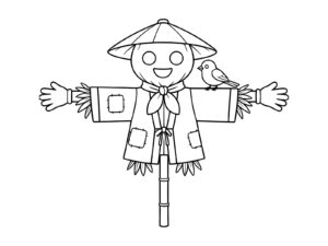 かかしの無料塗り絵イラスト（知育・高齢者レク用）