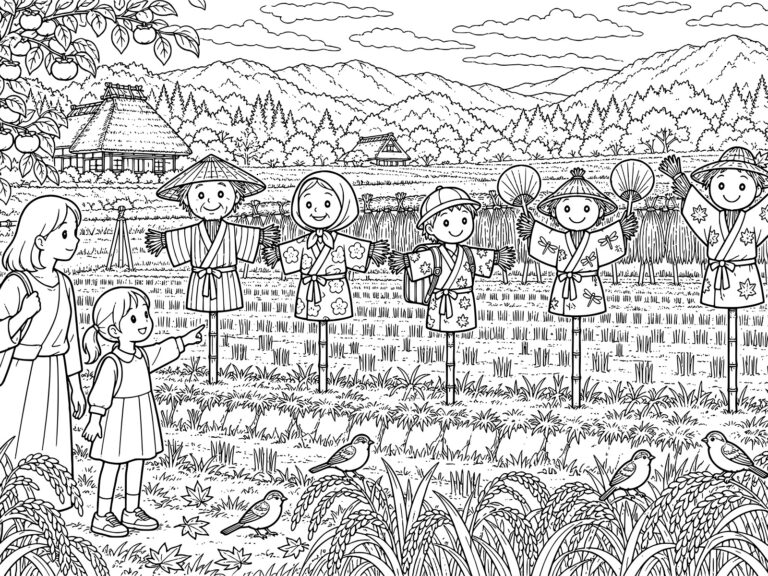 かかしの無料塗り絵イラスト（知育・高齢者レク用）