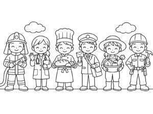 はたらく人たちの無料塗り絵イラスト（知育・高齢者レク用）