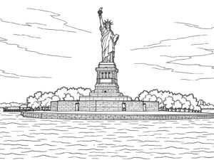 Free printable Statue of Liberty on Liberty Island coloring page