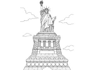 Free printable Statue of Liberty (looking up) coloring page