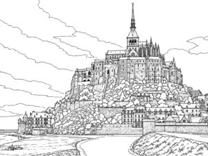 Free printable Mont-Saint-Michel coloring page