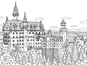 Free printable Neuschwanstein Castle coloring page