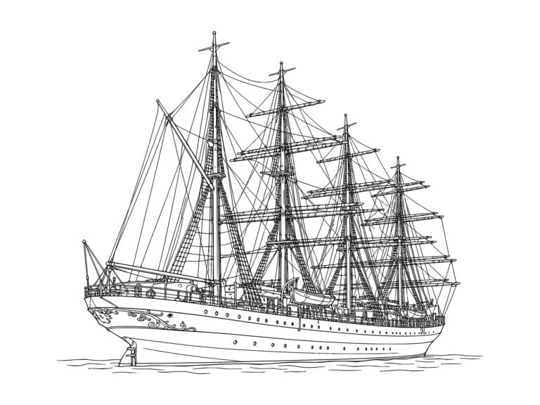 Free printable Sailing ship Nippon Maru coloring page
