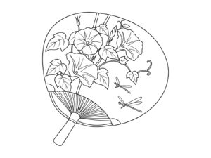 Free printable Morning glory paper fan coloring page