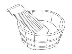 Free printable Old-Fashioned Laundry (Tub and Washboard) coloring page
