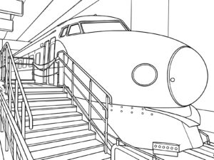 博物館の0系の無料塗り絵イラスト（知育・高齢者レク用）