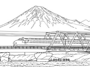 新幹線 0系の無料塗り絵イラスト（知育・高齢者レク用）